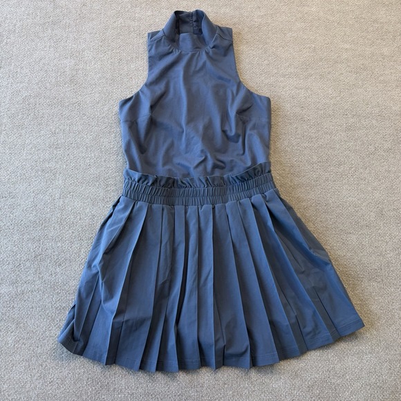 NWT CALIA Women's Golf Mixed Media Pleated High Neck Sleeveless Dress Sz Small - Picture 2 of 10